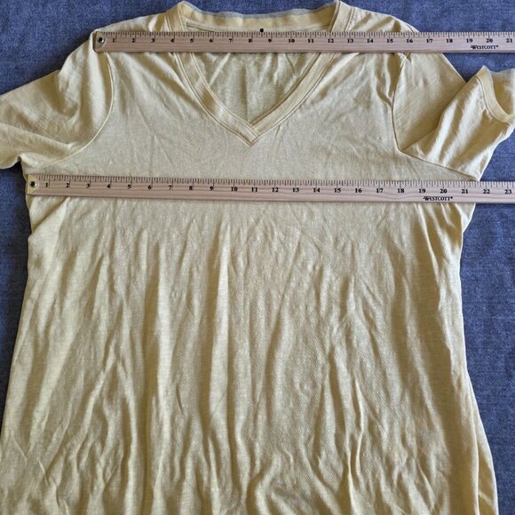 T Shirt Women L Lot of 2 Banana Republic Olsen Yellow Green SS Cotton Mix Casual - Picture 9 of 16